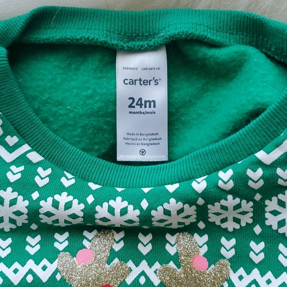 ⭐3 for $15⭐Carter's - festive fleece lined sweat shirt - Picture 5 of 6